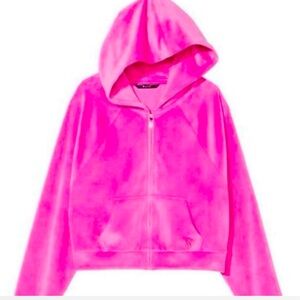 Victoria Secret Pink On Point Velour Zip Hoodie Jacket Size L
